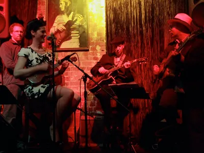 Hetty Kate, Sam Lemann and Andy Baylor on stage